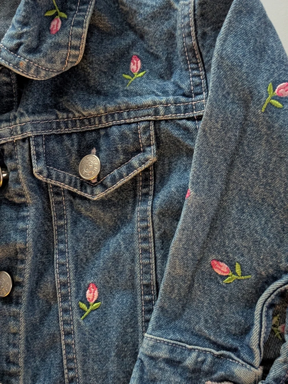 Toddler Embroidered Tulip Jean Jacket